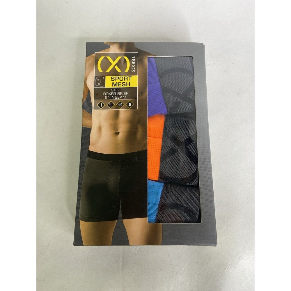 2XIST Sport Mesh 3 Pack Boxer Briefs 6in Inseam Underwear Mens Size L